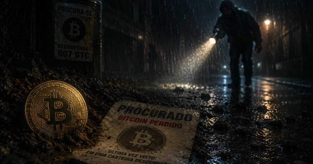 Homem procurando Bitcoins perdidos para sempre